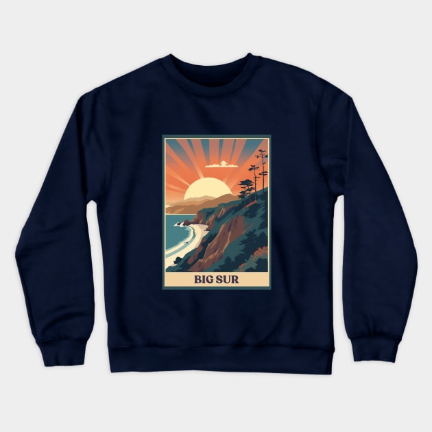 Big Sur Crewneck Sweatshirt by Retro Travel Design